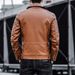 Herrenbekleidung Motorrad Lederjacke Revers Anzug PU Lederjacke Jugendmode Slim_voghion.com