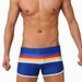 UXH Calção de banho masculino esportivo listrado colorido com divisão boxer, moda praia, ajuste justo e secagem rápida_voghion.com