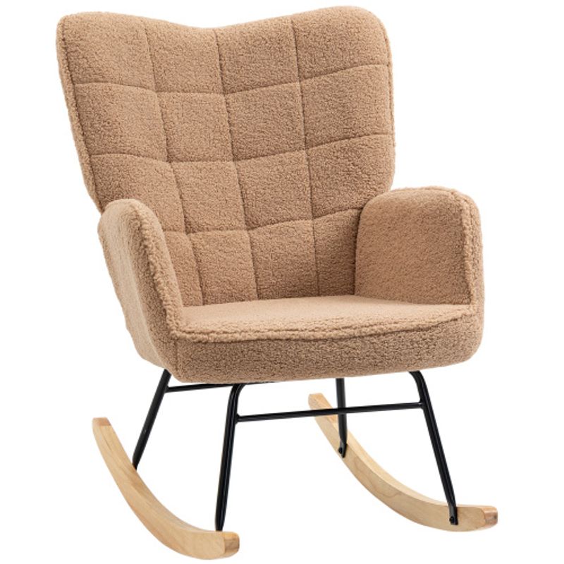 HOMCOM Schaukelstuhl Schwingsessel, Akzentstuhl, Relaxsessel In Lammfellimitat, Für Schlafzimmer, Bis 120 Kg, Braun_voghion.com
