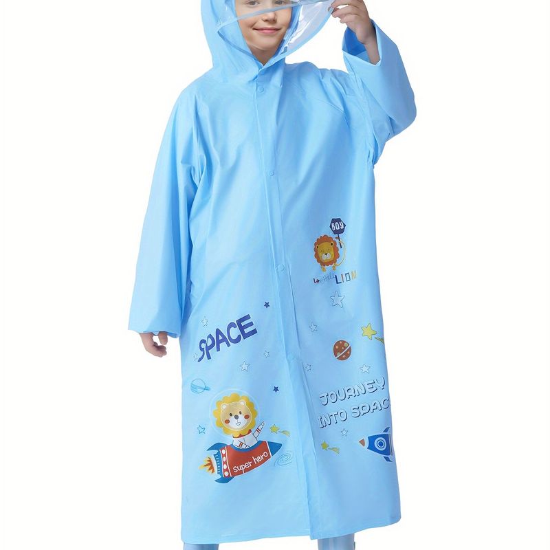 Capa de chuva fofa com estampa de anjo de desenho animado para meninas com capa para mochila escolar, jaqueta longa à prova de chuva perfeita para atividades ao ar livre, dia das crianças_voghion.com