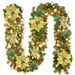 2.7M/1.8M Christmas Vine Garland With 50 LED Lights, Durable PVC Holiday Door Hanging Decor For Xmas Tree, Wall, Fireplace_voghion.com