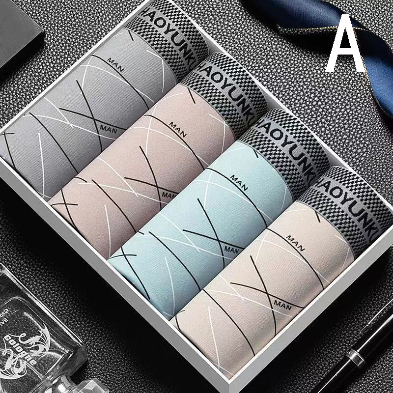 4 PCS Boxer shorts large size seamless cotton file men's boxer shorts summer thin section size:L-4XL_voghion.com