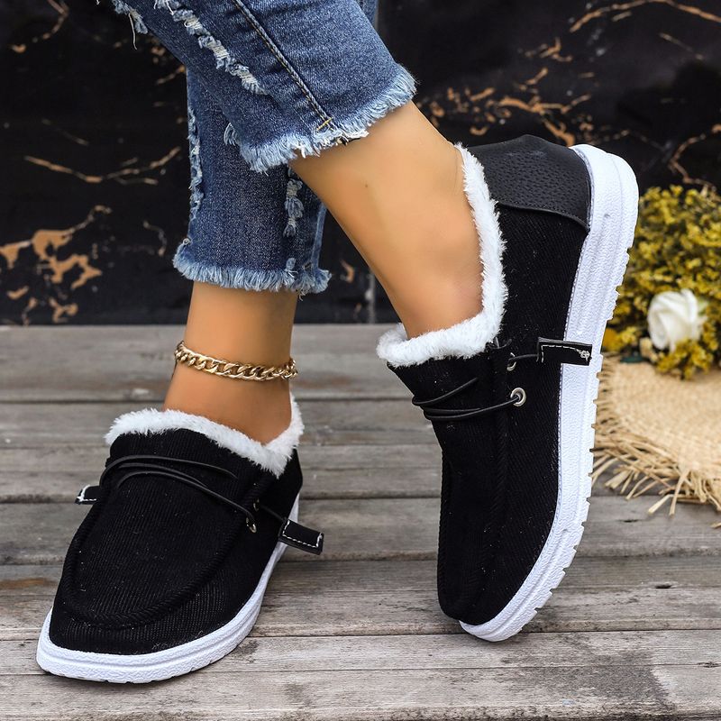 Algodão de inverno com lã espessada sapatos simples quentes_voghion.com