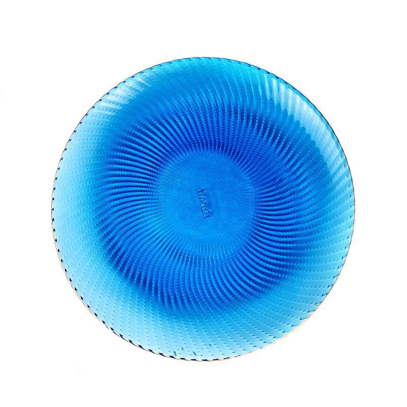 Piatto da frutta di lusso in vetro di stile europeo, di alta qualità, per hotel, commerciale, KTV, con bordo dorato, blu_voghion.com