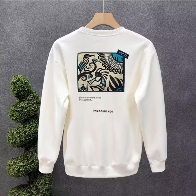 Men's Clothing Crewneck Sweat Men's Loose Design Sense Smiley Print American Style Retro Instagram Style Fashionable Brand Top for Spring and Autumn_voghion.com