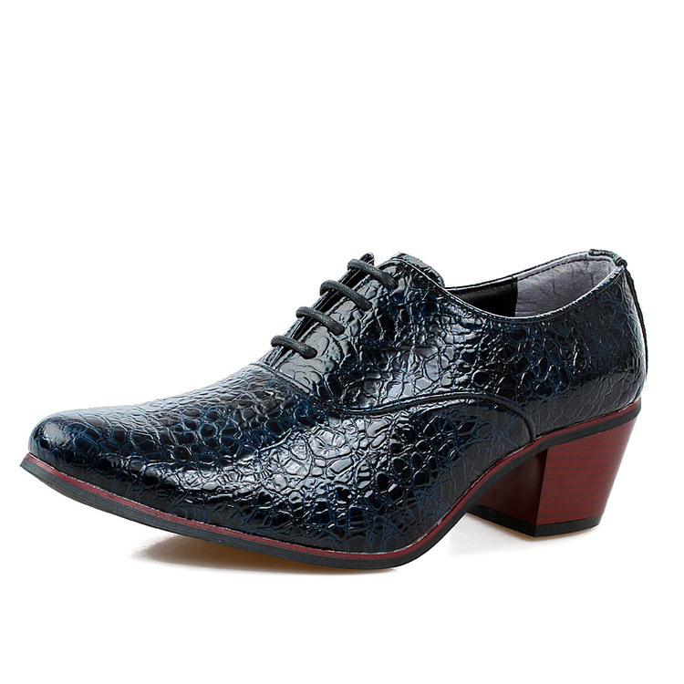 Spitze Freizeitschuhe aus Leder für Herren, Schuhe mit mittlerem Absatz, Spitze, Retro-Tanzschuhe_voghion.com