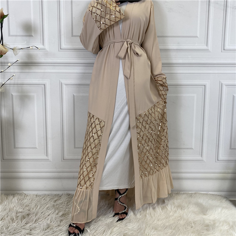 Women's fashion casual sequin embroidery with robe chiffon cardigan_voghion.com