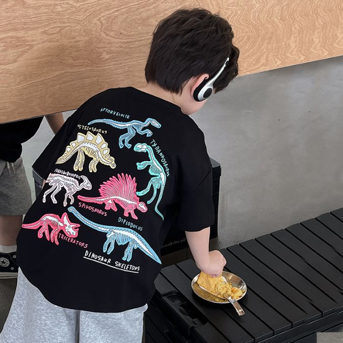 Top alla moda e versatili per bambini di età media e grande, magliette a maniche corte stampate luminose alla moda per ragazzi e ragazze_voghion.com