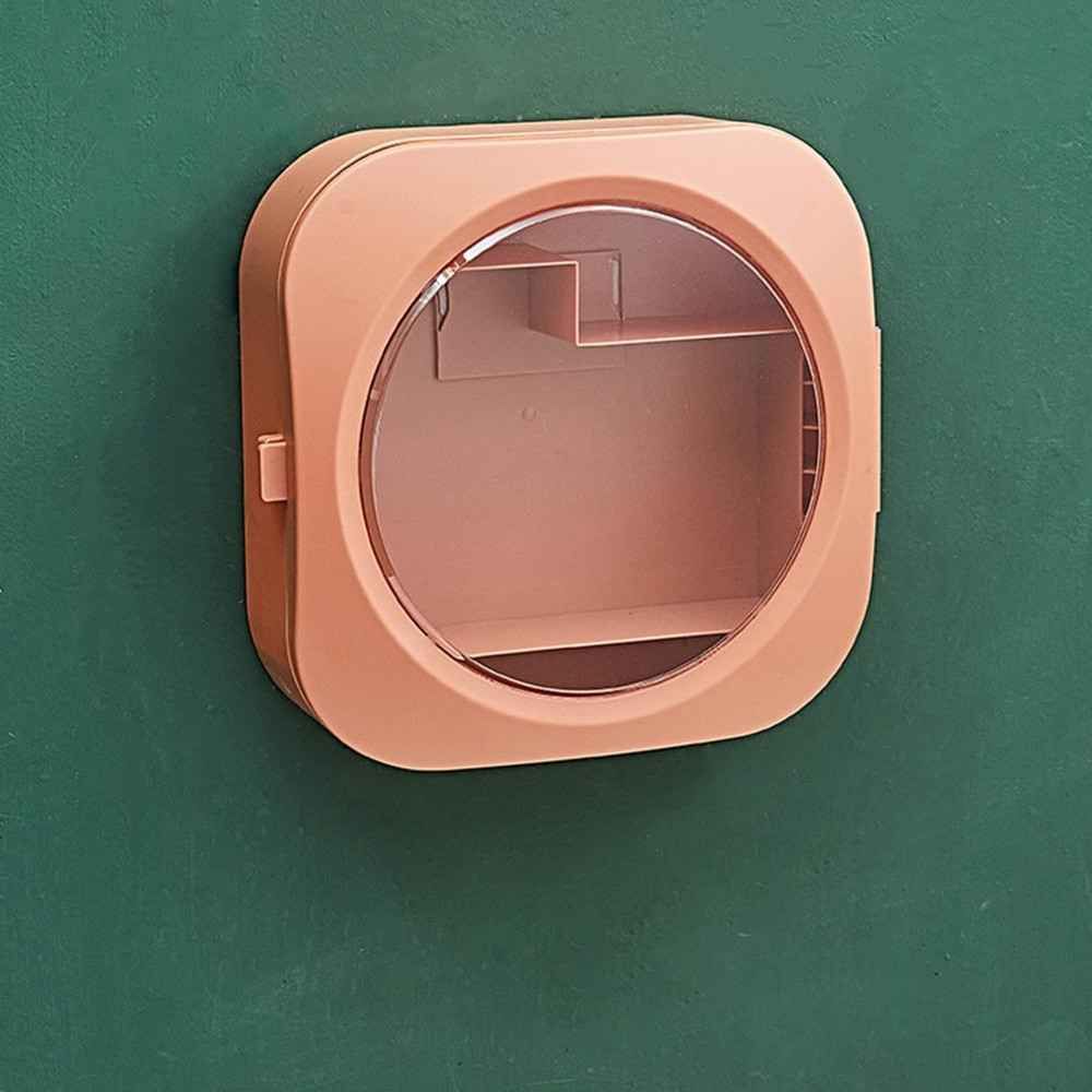 Cosmetic Box Punch-free Wall Mount ABS Bathroom Large Capacity Holder Independent Layer Space-saving Home Self Adhesive Case_voghion.com
