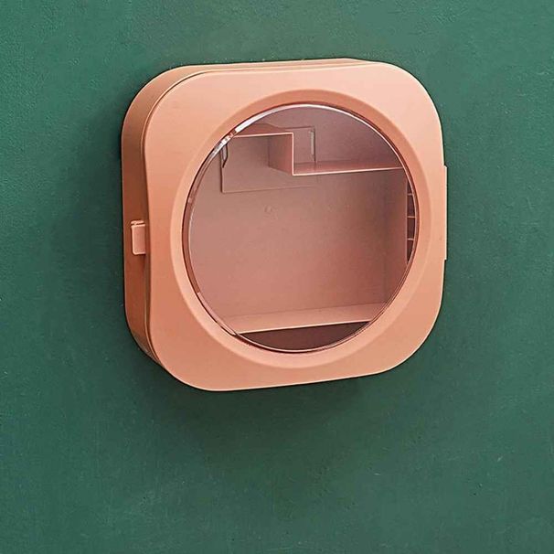 Cosmetic Box Punch-free Wall Mount ABS Bathroom Large Capacity Holder Independent Layer Space-saving Home Self Adhesive Case_voghion.com