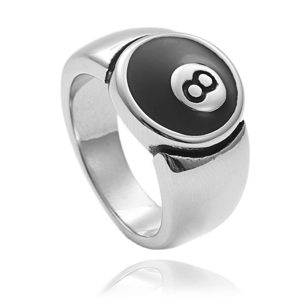 Anello da biliardo da uomo in acciaio al titanio con numero 8, stile retrò, accessori per uomo e donna, anello in acciaio inossidabile con numero 8 nero_voghion.com