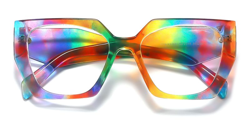 Women's Eyewear Frames New Colorful Pattern TR Large Frame Flat Mirror European And American Street Shooting Trendy Face Slimming Frame_voghion.com