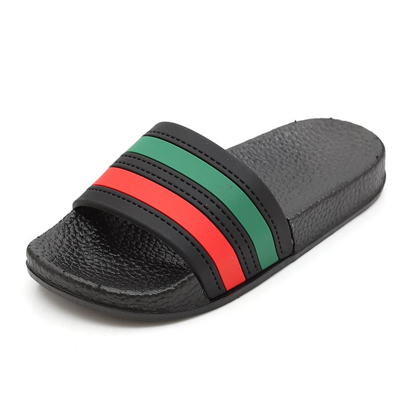 Sommer Gestreifte Hause Rutschfeste Hausschuhe Damen Indoor Flip Flops Neue Mode Drei-Bar-Sandalen Direktverkauf ab Werk_voghion.com