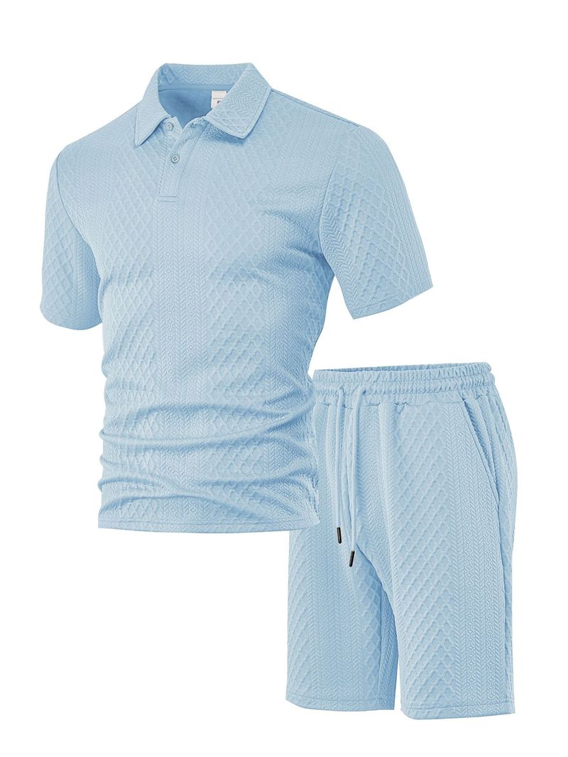 Men's Casual 2-Piece Set - Breathable Polo Shirt & Shorts, Summer Athletic Outfit (7 Colors, S-XXXL) | Lightweight Polyester, Trendy Streetwear_voghion.com