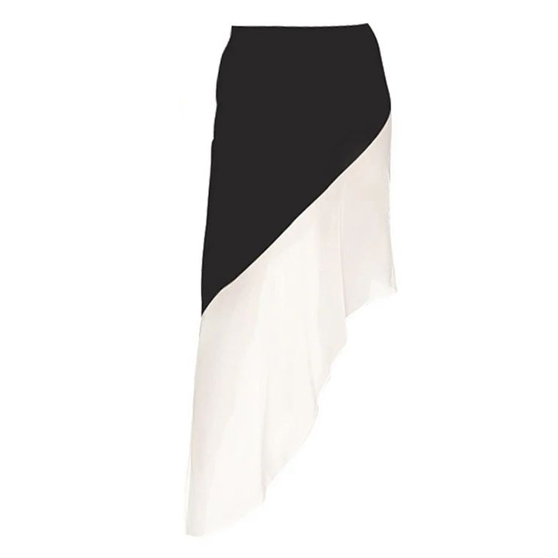 Women's design single shoulder twill printed jumpsuit twill skirt_voghion.com