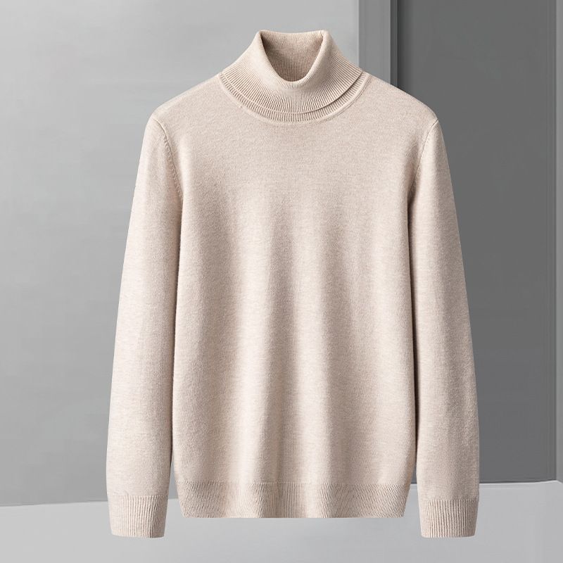 Men's Premium Wool Blend Sweater – American Style Relaxed Fit, Soft & Warm Crewneck/Turtleneck, Solid Color Casual Knitwear For Autumn & Winter_voghion.com