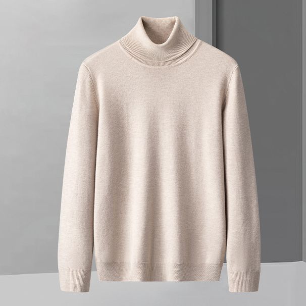 Men's Premium Wool Blend Sweater – American Style Relaxed Fit, Soft & Warm Crewneck/Turtleneck, Solid Color Casual Knitwear For Autumn & Winter_voghion.com
