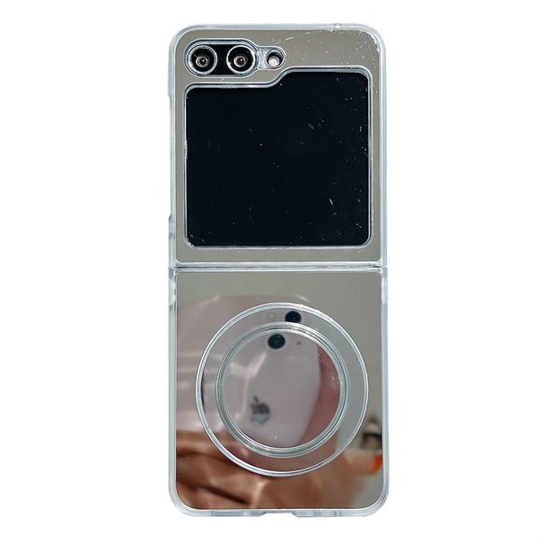 For Samsung Galaxy Z Flip 3 4 5 5G Luxury Mirror Magnetic Circular Stand Phone Case Cover_voghion.com