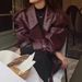 Trendy Women's PU Leather Jacket With Adjustable Cuffs, Retro Biker Style, Notched Lapel, Short Cropped Fit – Available In Wine Red, Classic Red_voghion.com