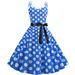 L8036 Neue Sommer frauen Sexy Doppel Strap Open Back Polka Dot Print A-linie Kleid_voghion.com
