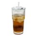 High-Quality Cold Drink Juice Coffee With Lid And Straw Vertical Striped Glass Water Cup Ins Style Large Capacity_voghion.com