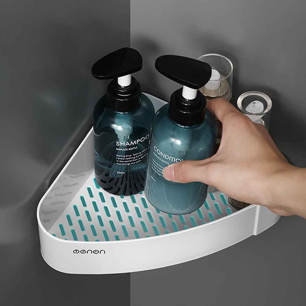 Robusto scaffale angolare in ABS, portaoggetti, scolapiatti, adesivo da parete, per bagno, doccia, articoli per la casa, cucina_voghion.com