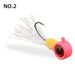 Confezione da 5 pezzi di esche artificiali con testa di piombo Big Eye Jig legate con piume e ami per la pesca a mosca_voghion.com