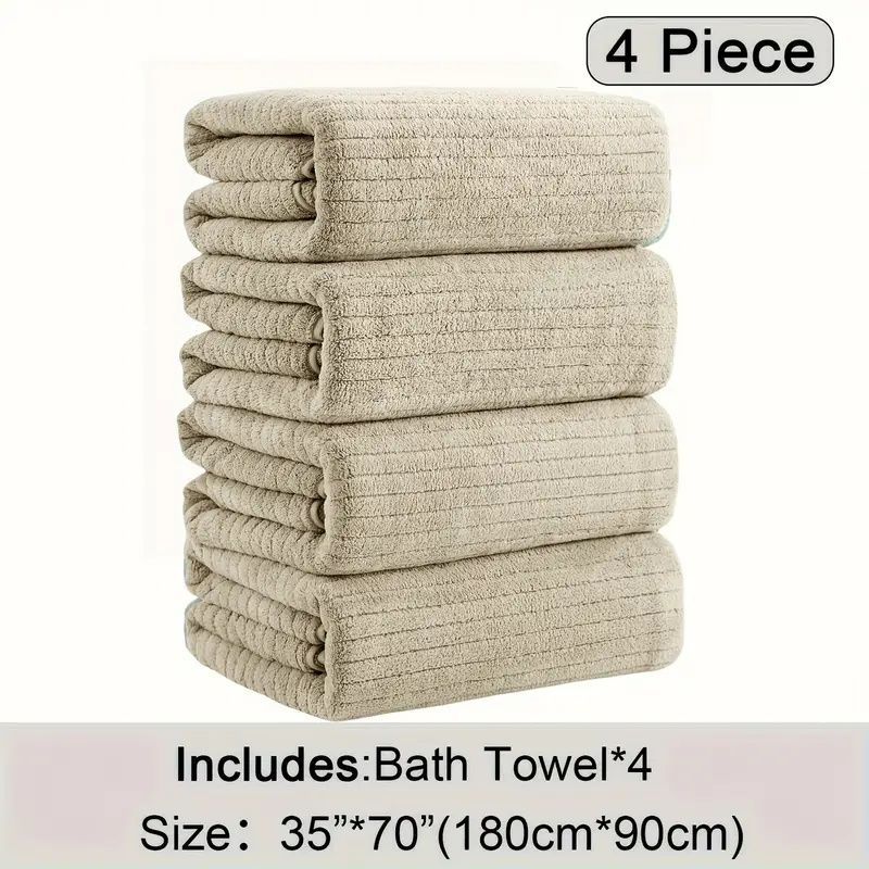 4-piece Set Of Oversized Bath Towels, 35 Inch X 70 Inch Oversized Microfiber Absorbent XL Bath Towels, Ultra Soft Bathroom Towel Set, Quick Drying Plus Large Shower Towels Suitable For Family Hotels_voghion.com