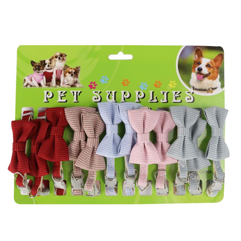 New Bow Set of 12 Dog Collars Pet Tie Accessories Cat Collar_voghion.com