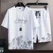 Men's Large Size Sports Leisure Suit Men's Loose Printed Short-Sleeved T-Shirt With Five-Point Shorts_voghion.com