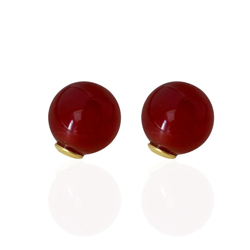 Niche ins style net red metal glossy earrings C shaped hollow thick ring silver needle earrings brass gold plated earrings_voghion.com