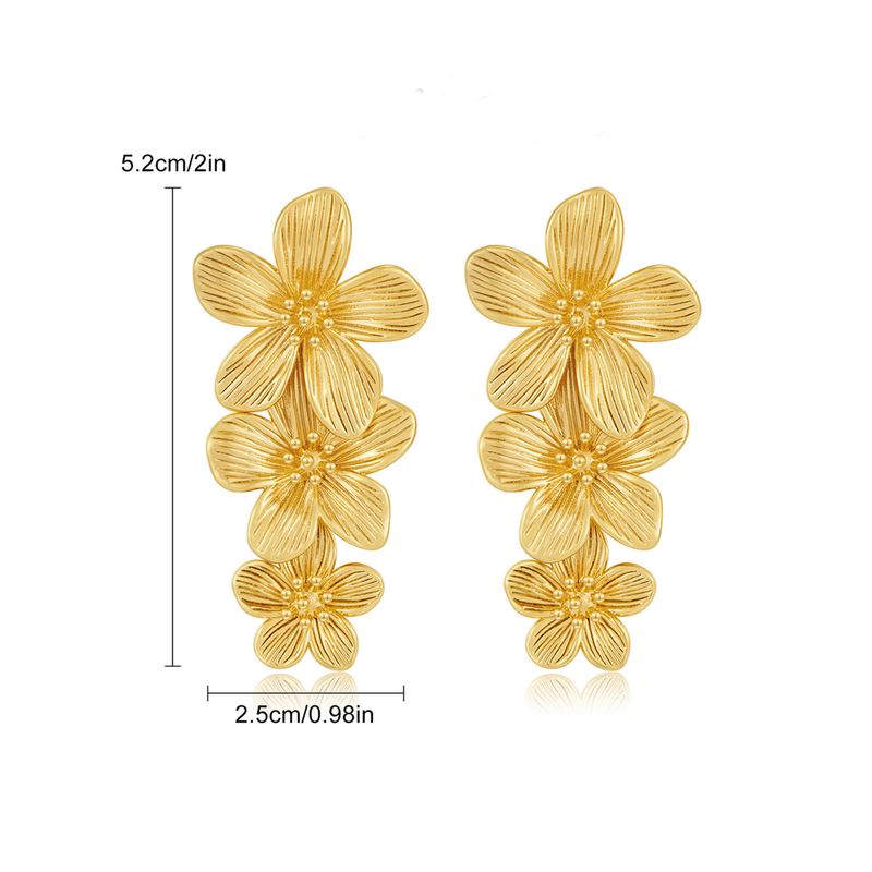 Retro Damen Leichte Luxus Blume Edelstahl Ohrringe Leichte Luxus High End Quaste Blume Ohrringe Übertrieben Ohrringe_voghion.com