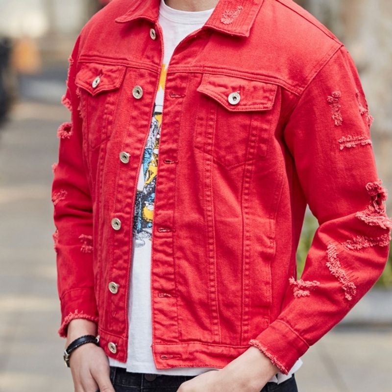 Abbigliamento da uomo, giacca strappata, cappotto largo in cotone, top in denim_voghion.com