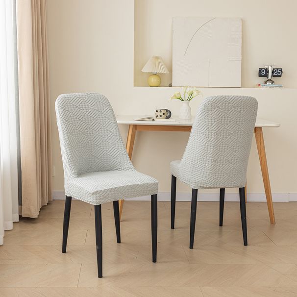 Coprisedie elastici moderni con motivo pied de poule - Coprisedie da pranzo universali antiscivolo con opzioni di orlo semplice e con gonna in 5 eleganti colori_voghion.com