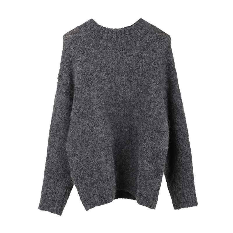 Luxurious Alpaca Wool Sweater - Ultra Soft & Cozy Oversized Knit Pullover For Women, Elegant Round Neck Long Sleeve Casual Top_voghion.com