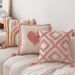 Fluffy Tufted Heart Pillow - Soft & Washable Boho Throw Cushion For Sofa, Bed, Nursery (Pink, 16x16 Inches)_voghion.com