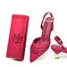 New Solid Color Three-dimensional Applique Decorative Middle Heel Pointed Shoes With Dinner Bag Set_voghion.com