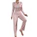 Women's Printed Long Sleeve Pajama Set - Stylish & Breathable Loungewear With Elastic Waist (S-XL, 4 Floral Patterns)_voghion.com