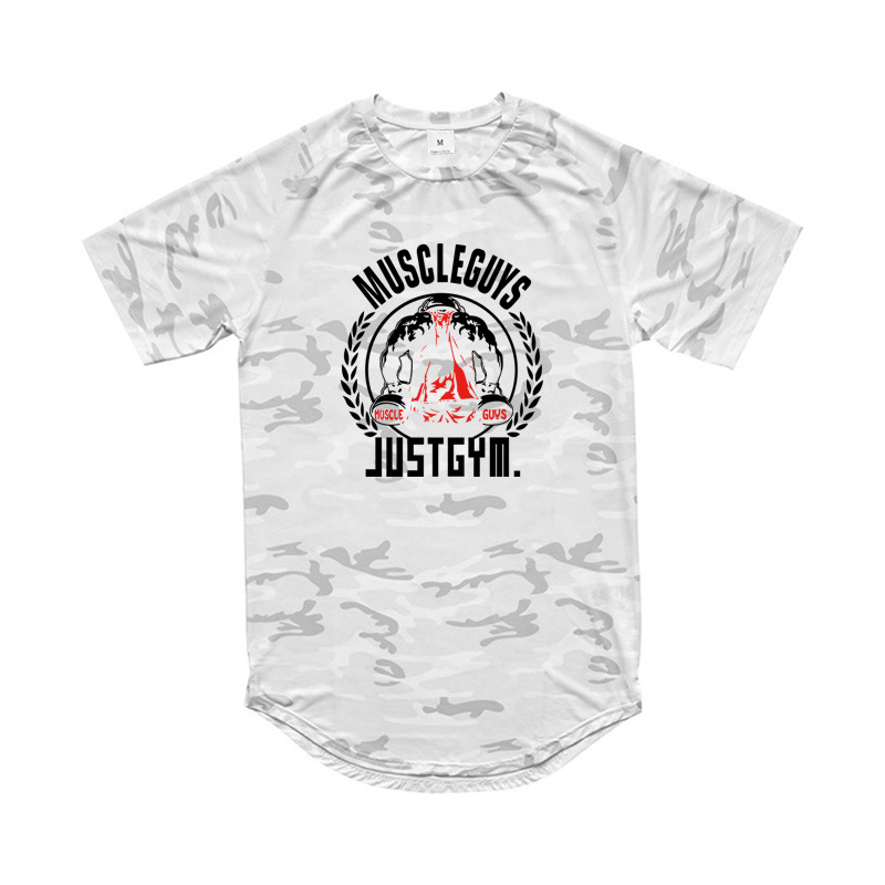 Sommar Kortärmad Camo T-sh Muskler för män Ungdom Fitness Halvärmad Sport Nederkant Sh Rundhals Snabbtorkande_voghion.com