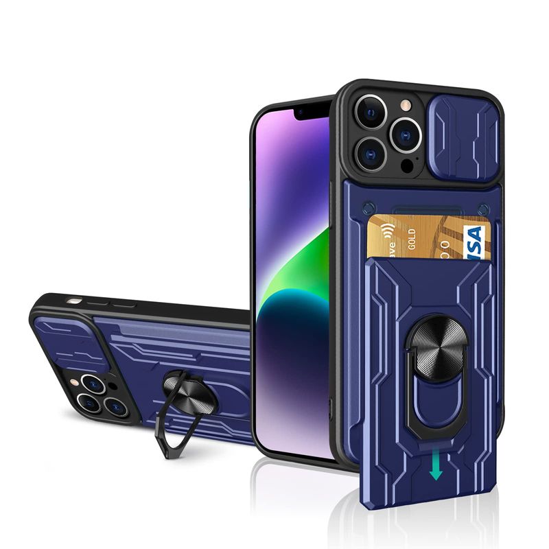 Coque pour iPhone 15 14 13 12 11 Pro Max XR XS 8 7 6 Plus SE 2022, avec caméra coulissante, fente pour carte, support arrière de qualité militaire_voghion.com