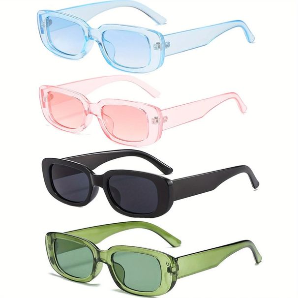 Nouveautés 4 pièces/ensemble monture rectangulaire pour femmes hommes couleur bonbon lunettes de soleil mode y2k lunettes d'extérieur vintage uv400_voghion.com