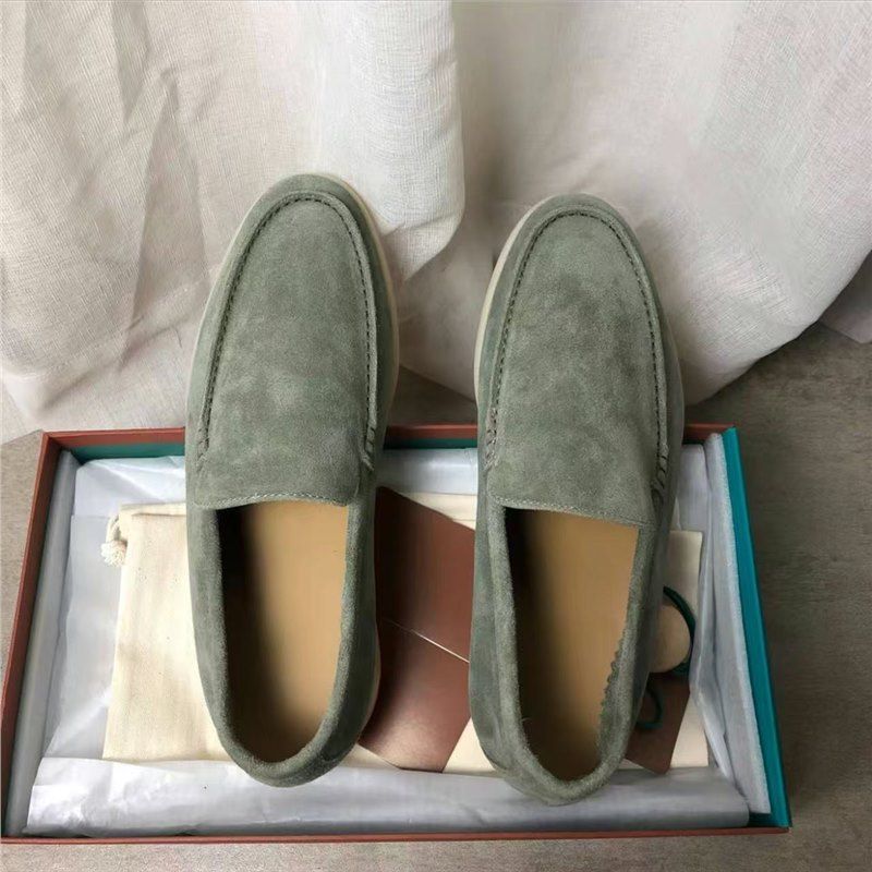 LP Le Fu Aus Echtem Für Faule Leute, 25 Neue Casual Weiße Sohle, Tiefblaue Lederschuhe, Herren Und Damen Bean_voghion.com