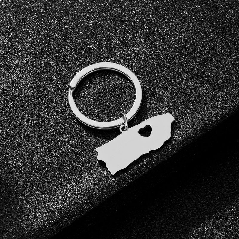 Puerto Rico Map Flag Keychain – Retro Titanium Steel Ethnic Style Decorative Accessory For Men & Women_voghion.com