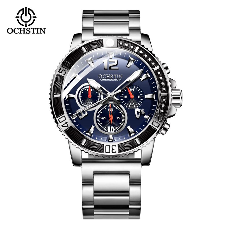 Multi Functional Fashionable Men's Watch 6-pin Running Second Genuine Leather Quartz Watch Student Watch_voghion.com