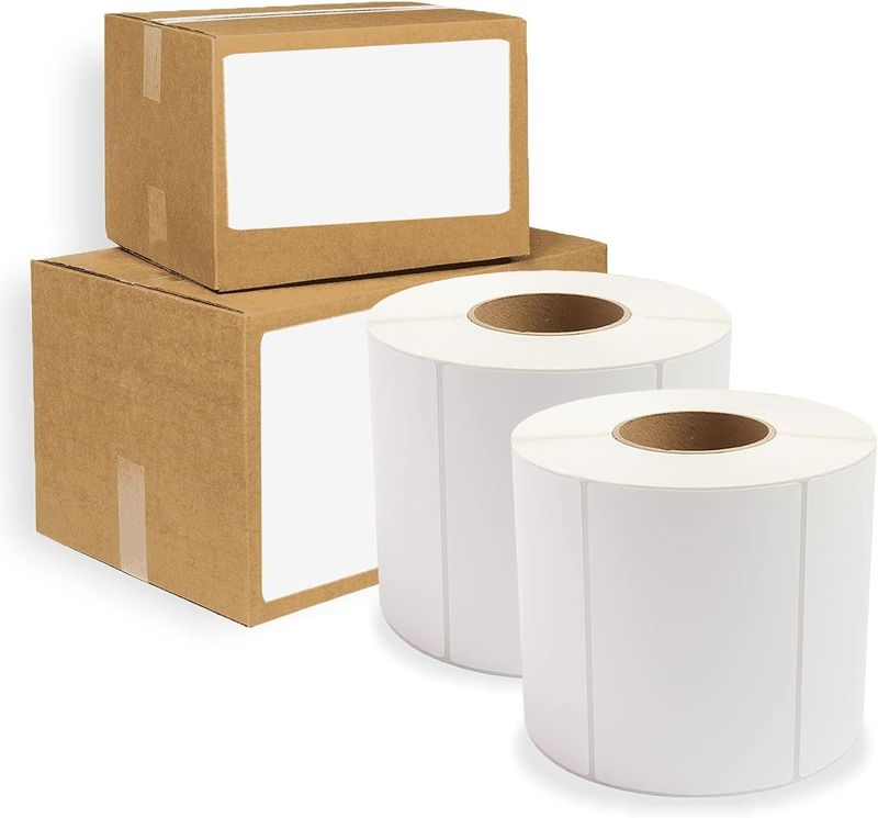 5900 Pack of White Thermal Transfer Labels 6" x 4" with 3" Core. Perforated Thermal Shipping Label. Self-Adhesive Rolls. Mailing Postage Printing Roll_voghion.com