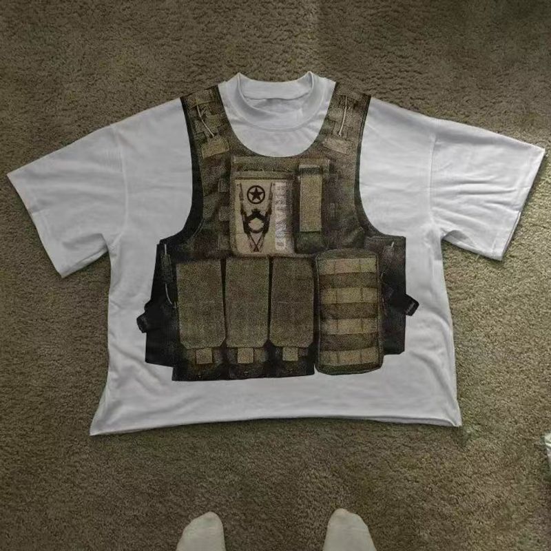 Men's clothing 2024 graphic street print large size t-shirt gothic t-shirt y2k top armed gothic men's short sleeve_voghion.com