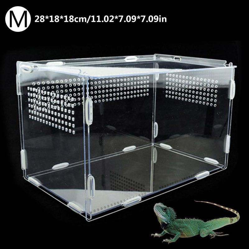 Transparent Reptile Breeding Box Acrylic Feeding Box 360 Degree High Transparent Magnetic Pet Climbing Terrarium_voghion.com