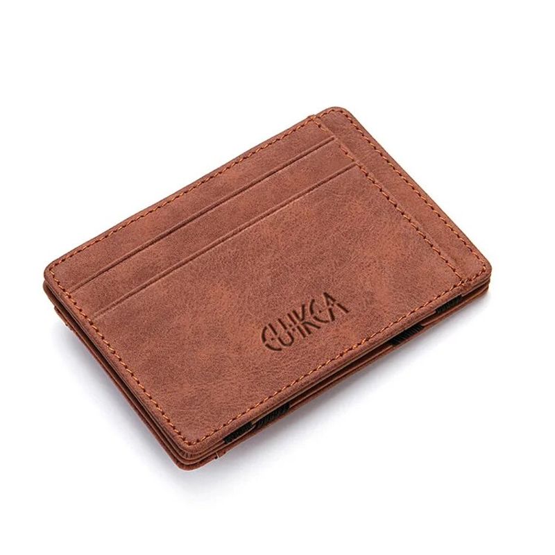 Nouveau Ultra mince hommes mâle en cuir PU Mini petits portefeuilles magiques fermeture éclair porte-monnaie pochette en plastique crédit porte-cartes de banque_voghion.com