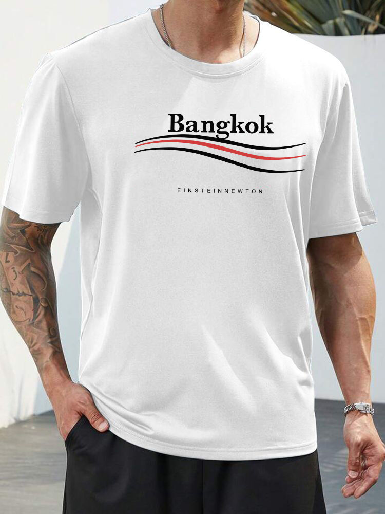 T-shirt estiva da uomo a maniche corte in cotone oversize, design con stampa hipster semplice e alla moda_voghion.com