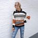 Gestreifter Pullover Beliebter Herbst- und Winterpullover Unterhemd Gestreifter Intercolor-Strickpullover Rundhalspullover_voghion.com